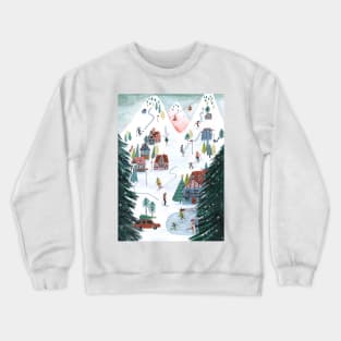 Ski Lodge cosy chalet skating snow village mountains Crewneck Sweatshirt